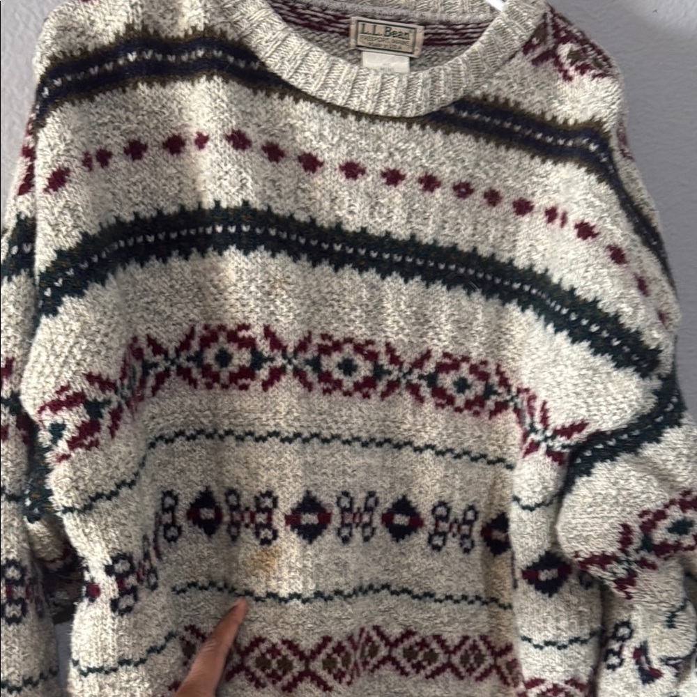 Vintage LL bean Men's Patterned wool Sweater - dad sweater thick warm - Picture 3 of 9